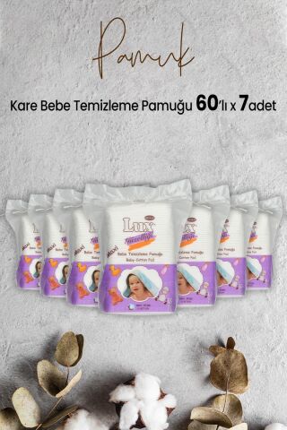 Lux Kare Bebe Temizleme Pamuğu 60' lı x 7 Adet