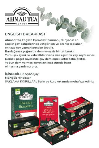 English Breakfast 100’lü 200 G 3 paket Bardak Poşet Çay ve Oda Kokusu