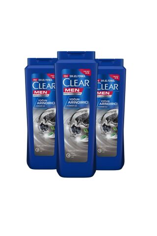 Clear Men Kepeğe Karşı Etkili Şampuan Yoğun Arındırıcı Kömür İle 485 ML x 3