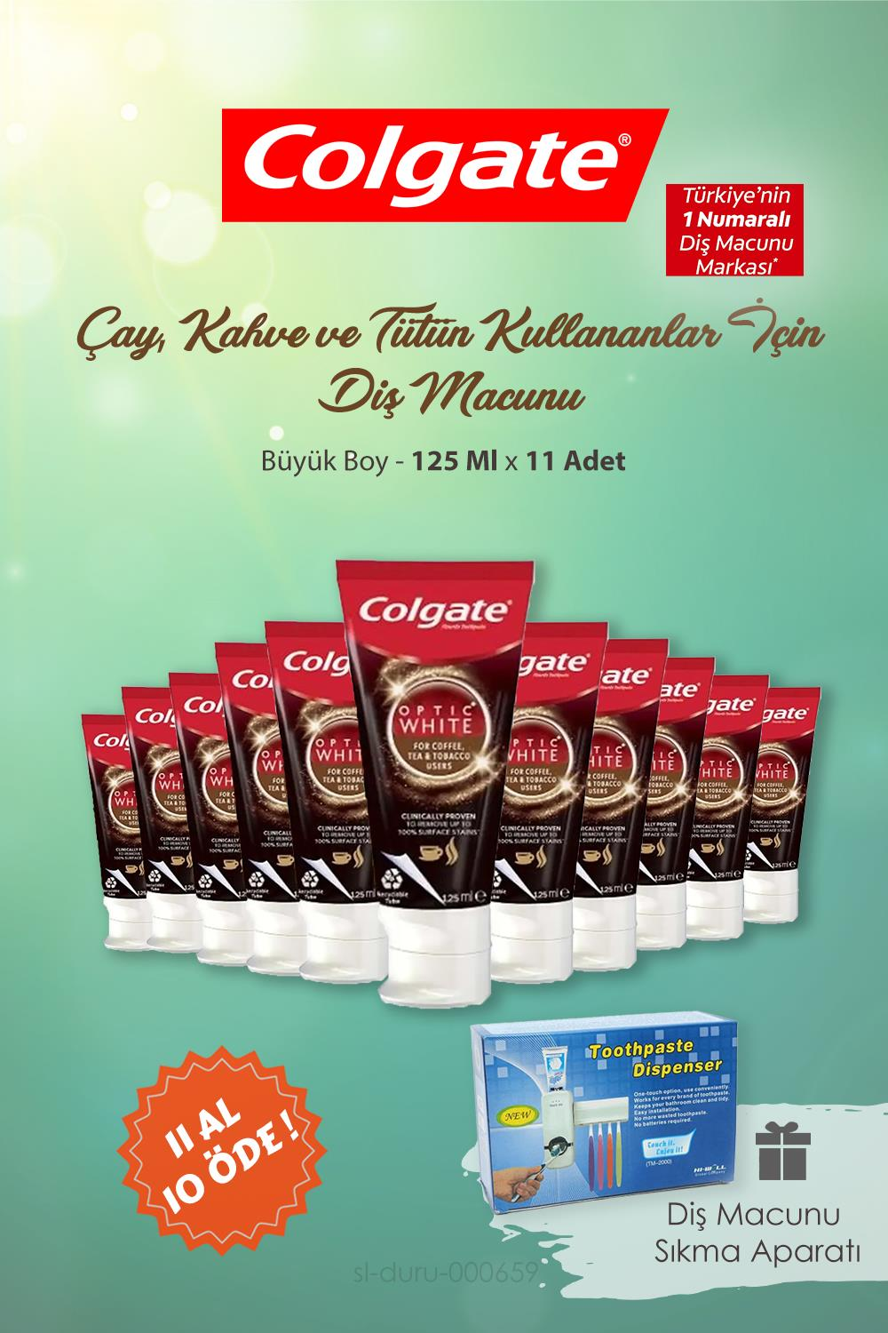 Colgate Çay Kahve Kullananlar İçin Diş Macunu 11 AL 10 ÖDE Diş Macun Aparatı Hediye