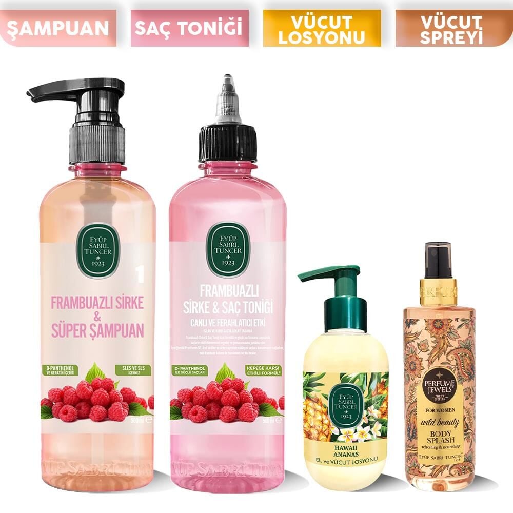 Eyüp Sabri Tuncer Frambuazlı Set, Hawaii Ananas Losyonu ve Vücut Spreyi