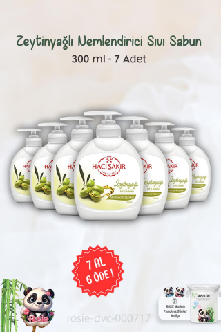 7 AL 6 ÖDE Hacı Şakir Zeytinyağlı Nemlendirici Sıvı Sabun 300 ml ve ROSIE