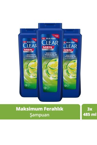 Clear Men Kepeğe Karşı Etkili Şampuan Maksimum Ferahlık Limon Özlü 485 ML x 3