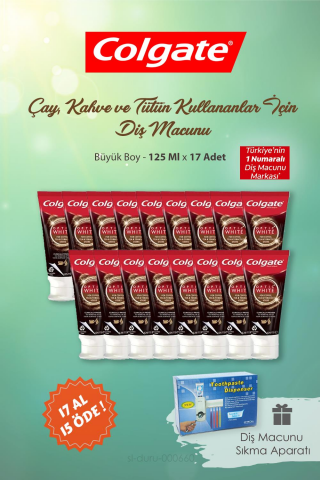 Colgate 17 AL 15 ÖDE Çay Kahve Kullananlar İçin Diş Macunu Diş Macun Aparatı Hediye