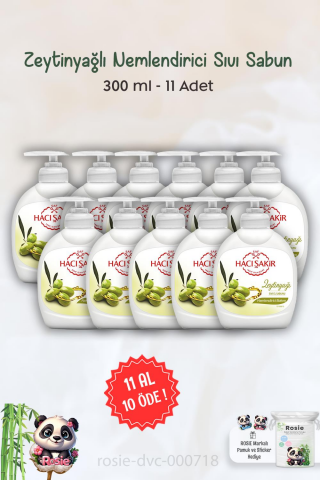 11 AL 10 ÖDE Hacı Şakir Zeytinyağlı Nemlendirici Sıvı Sabun 300 ml ve ROSIE