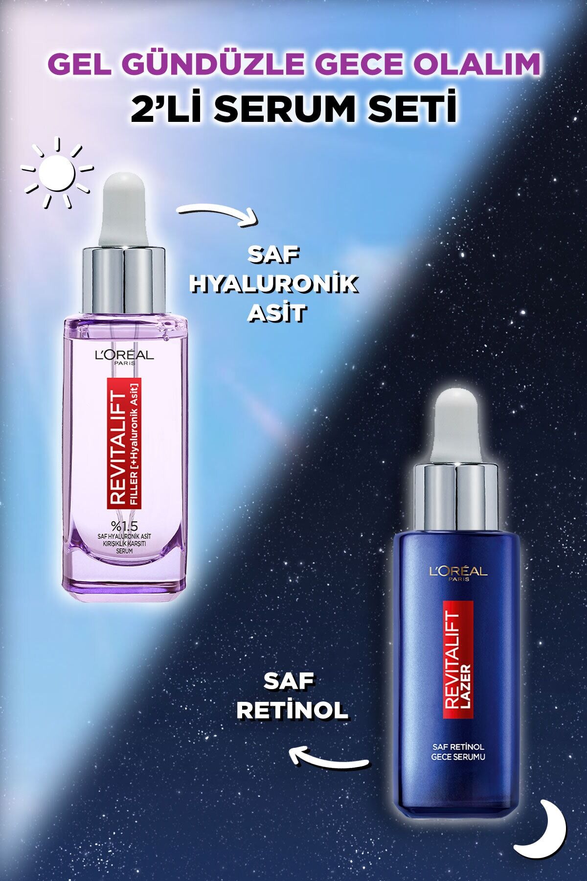Loreal Paris Revitalift Filler Kırışıklık Karşıtı Serum ve Saf Retinol Gece Serumu