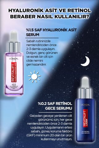 Loreal Paris Revitalift Filler Kırışıklık Karşıtı Serum ve Saf Retinol Gece Serumu