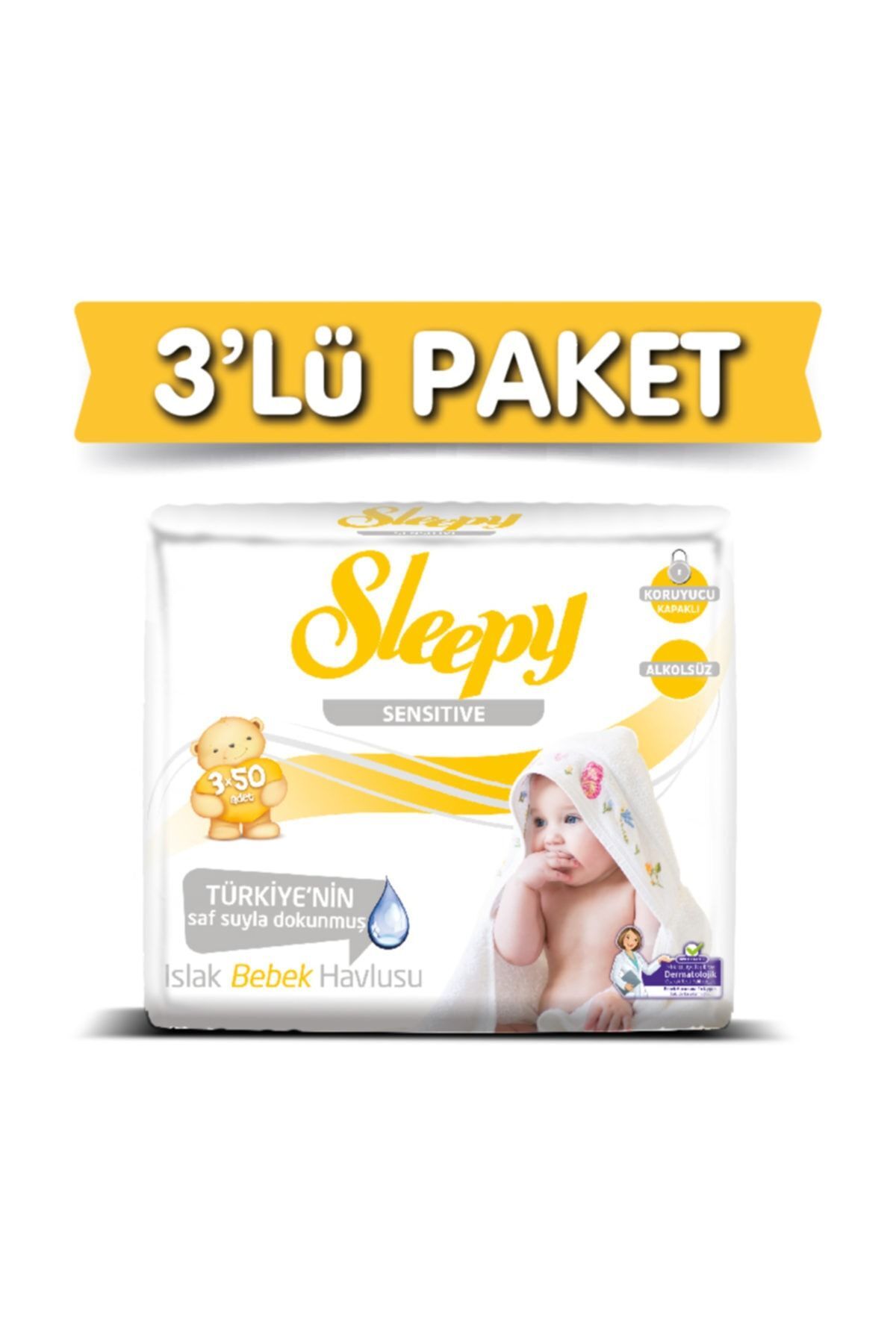 Sleepy 3'lü Sensitive Islak Havlu 50 Yaprak 3 Adet