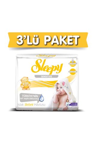 Sleepy 3'lü Sensitive Islak Havlu 50 Yaprak 3 Adet