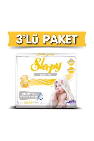 Sleepy 3'lü Sensitive Islak Havlu 50 Yaprak 3 Adet