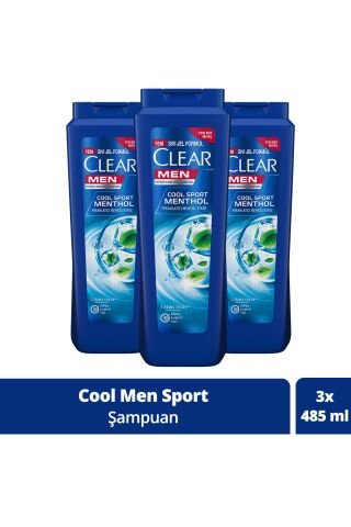 Clear Men Kepeğe Karşı Etkili Şampuan Ferahlatıcı Mentol Etkisi 485 ML x 3