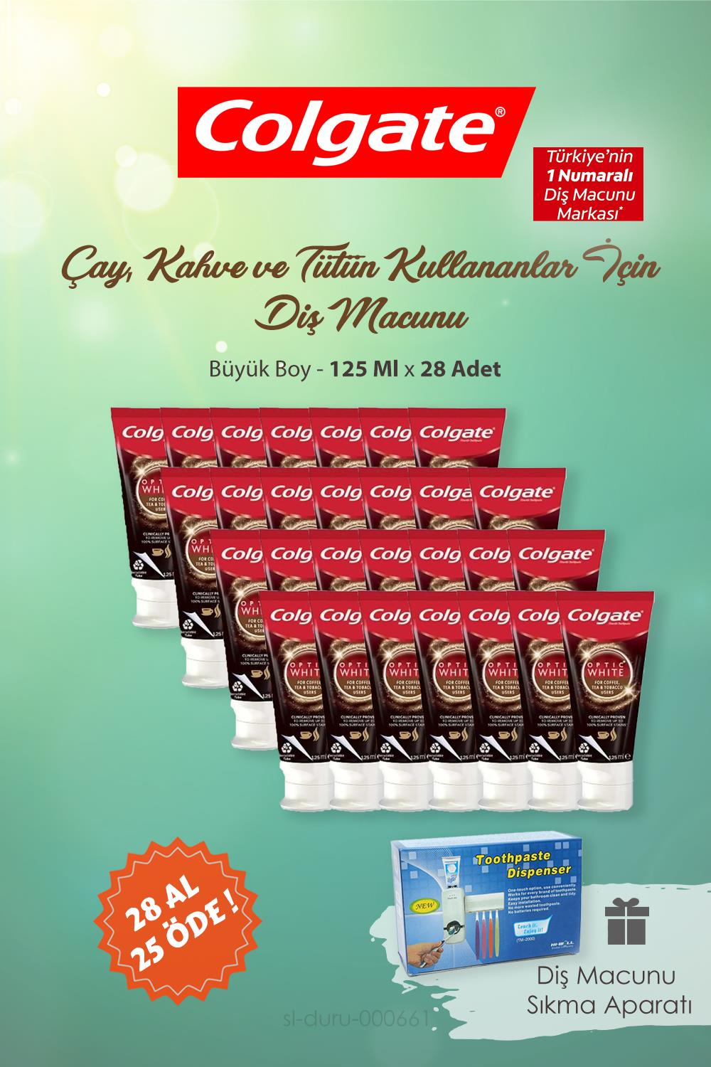 Colgate 28 AL 25 ÖDE Çay Kahve Kullananlar İçin Diş Macunu Diş Macun Aparatı Hediye