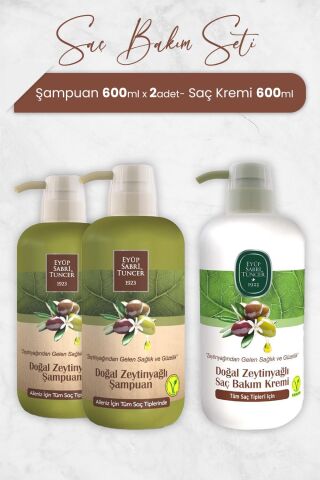 Eyüp Sabri Tuncer Zeytinyağlı Şampuan 600 ml x 2 Adet ve Saç Kremi