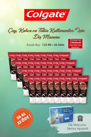 36 AL 33 ÖDE Colgate Çay Kahve Kullananlar İçin Diş Macunu ve Diş Macun Aparatı