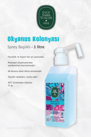 Eyüp Sabri Tuncer 1 Litrelik Sprey Kolonya Bodrum Mandalinası, Okyanus,Limon ve ROSIE