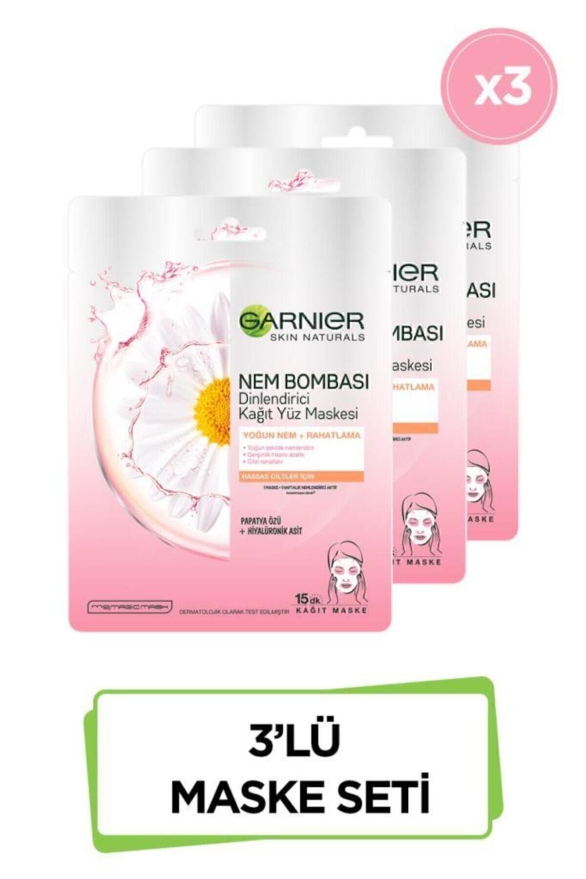 Hassas ve Kuru Ciltler için Nem Bombası Dinlendirici Kağıt Yüz Maskesi 3'lü Set 36005419456472