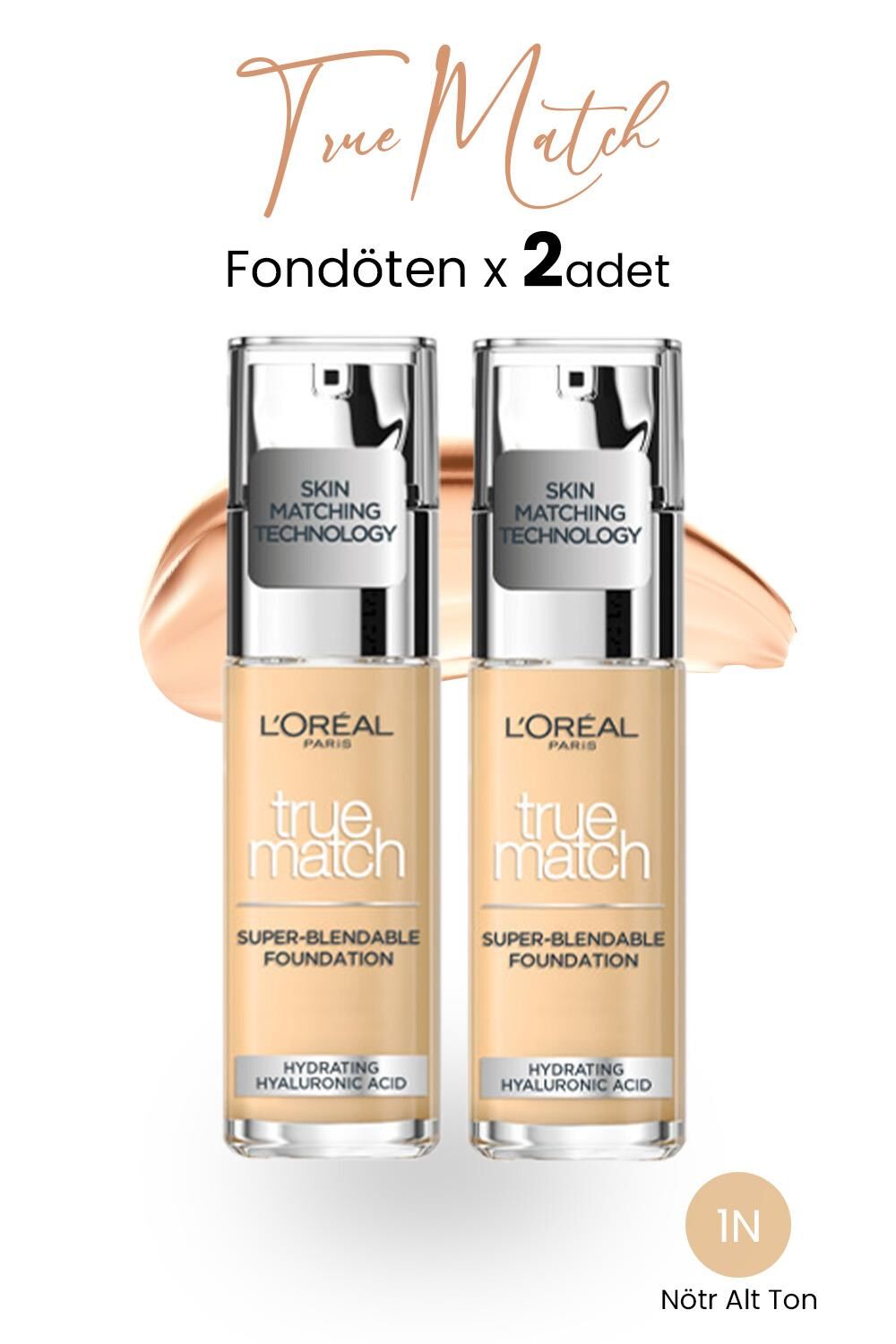 Loreal Paris True Match Fondöten 1N Nötr Alt Ton x 2 Adet