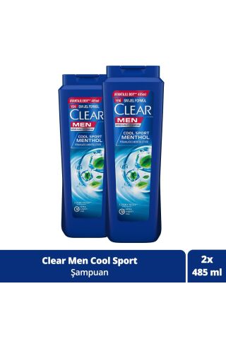 Clear Men Kepeğe Karşı Etkili Şampuan Ferahlatıcı Mentol Etkisi 485 ML x 2
