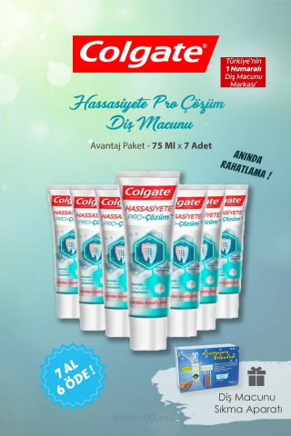 Colgate Anında Rahatlama Diş Macunu 75 ml 7 AL 6 ÖDE ve Diş Macunu Sıkma Aparatı