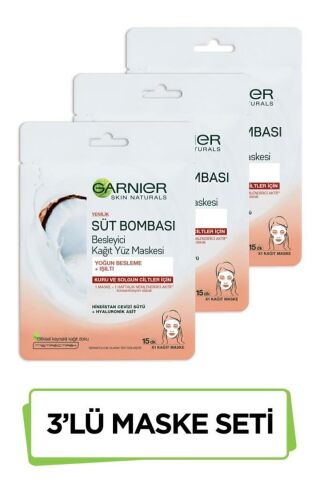 Süt Bombası Besleyici Kağıt Yüz Maskesi Hindistan Cevizi 3'lü Set