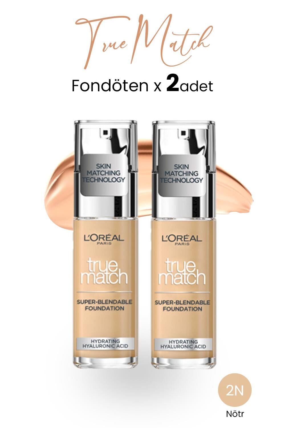 Loreal Paris True Match Fondöten 2N Nötr x 2 Adet
