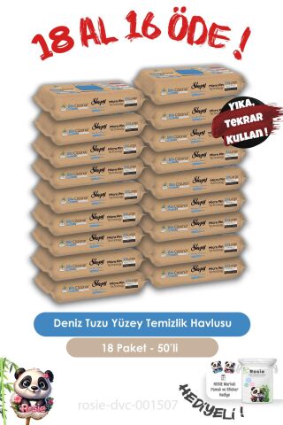 Sleepy Deniz Tuzu 50'li 18 AL 16 ÖDE Bio Çözünür Yüzey Havlusu ve ROSIE