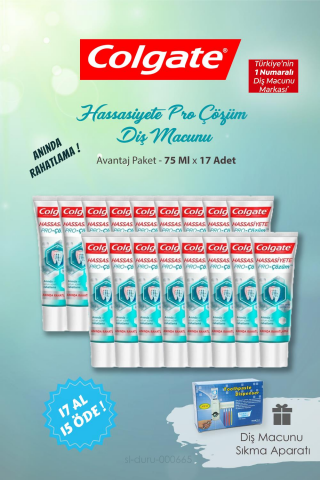17 AL 15 ÖDE Colgate Anında Rahatlama Diş Macunu 75 ml  ve Diş Macunu Sıkma Aparatı