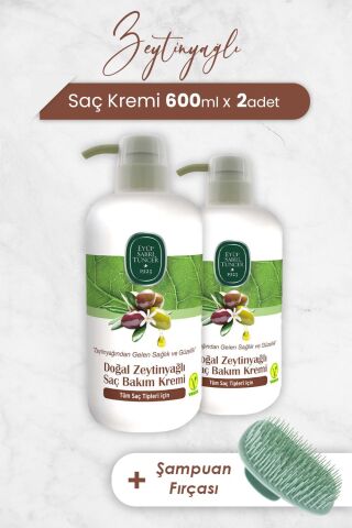 Eyüp Sabri Tuncer Zeytinyağlı Saç Kremi 600 ml x 2 Adet ve Şampuan Fırçası