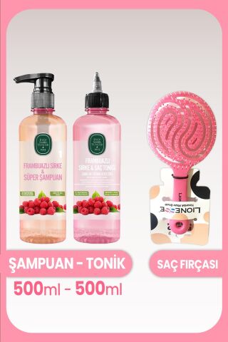 Eyüp Sabri Tuncer Frambuazlı Sirke & Süper Şampuan, Tonik ve Saç Fırçası