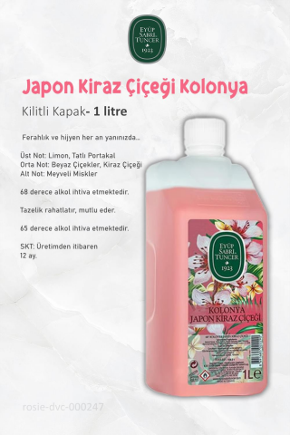 Eyüp Sabri Tuncer Japon Kiraz Çiçeği Kolonyası Yedek Şişe 3 Adet 1 lt ve ROSIE
