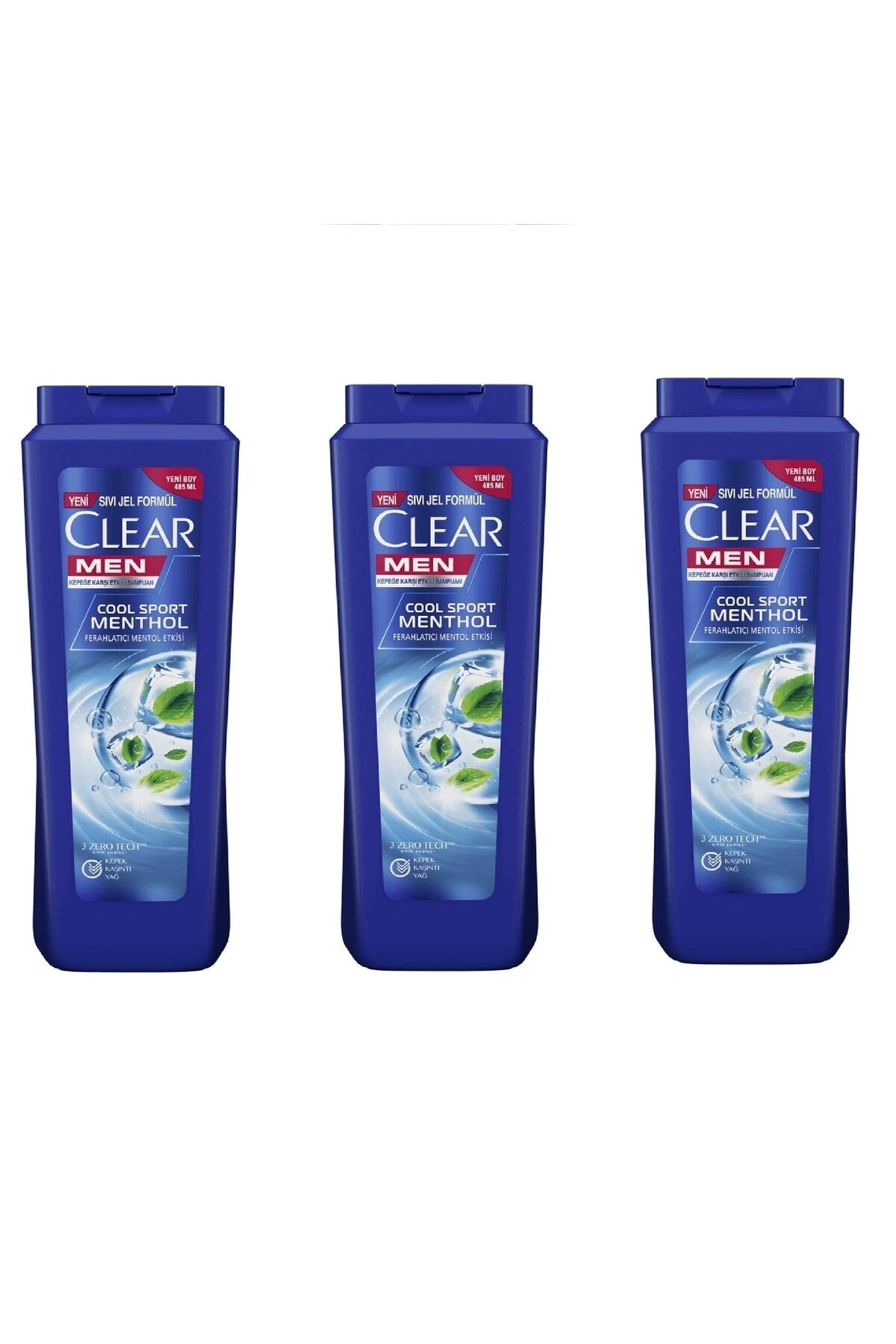 Clear Men Kepeğe Karşı Etkili Şampuan Ferahlatıcı Mentol Etkisi 485 ML x 3