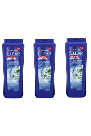 Clear Men Kepeğe Karşı Etkili Şampuan Ferahlatıcı Mentol Etkisi 485 ML x 3