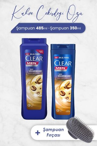 Clear Men Şampuan Saç Dökülmesine Karşı 485 ml, 350 ml ve Şampuan Fırçası