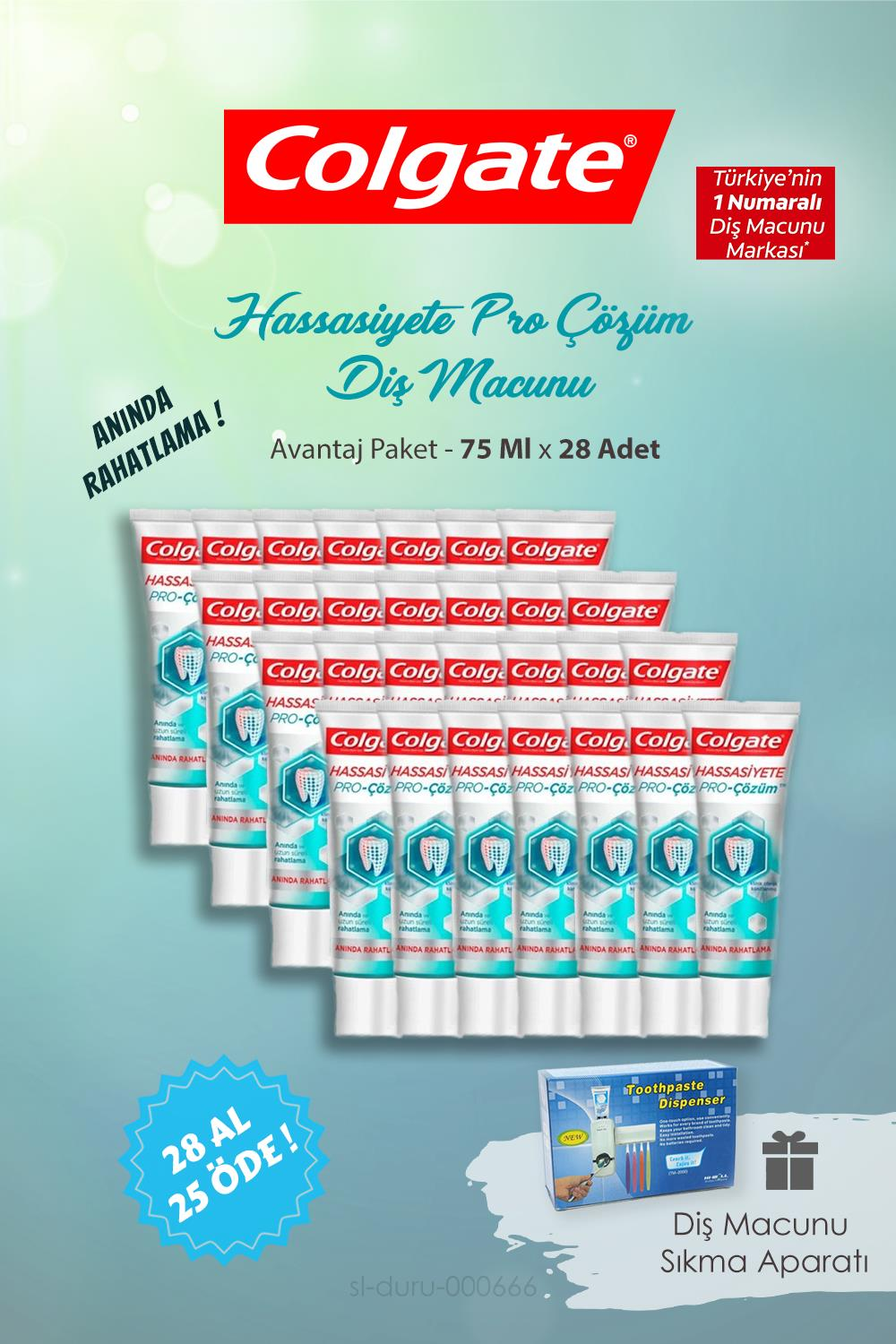 Colgate 28 AL 25 ÖDE Anında Rahatlama Diş Macunu 75 ml  ve Diş Macunu Sıkma Aparatı