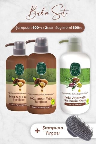 Eyüp Sabri Tuncer Argan Şampuan 600 ml x 2 Adet, Saç Kremi ve Şampuan Fırçası
