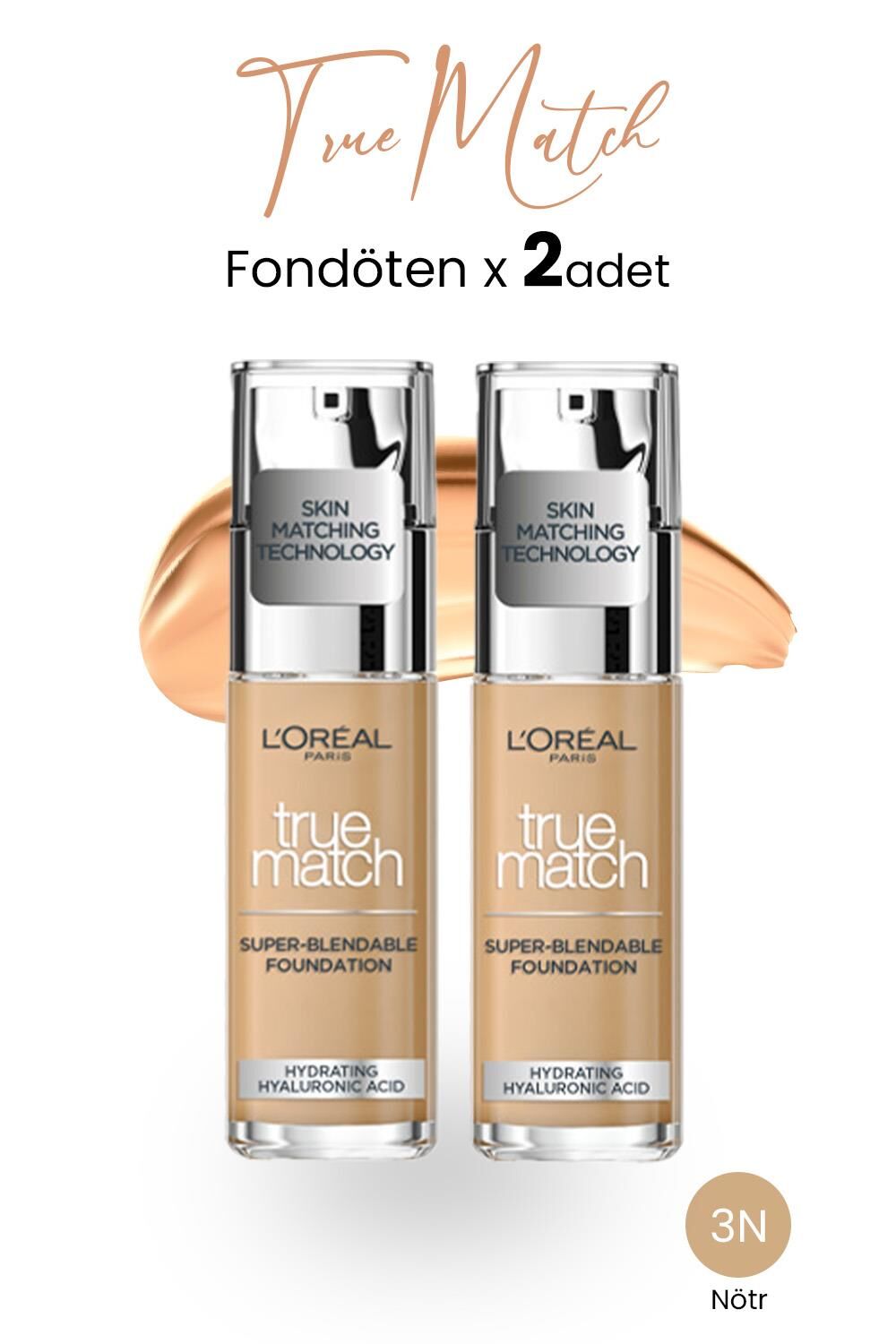 Loreal Paris True Match Fondöten 3N Nötr x 2 Adet