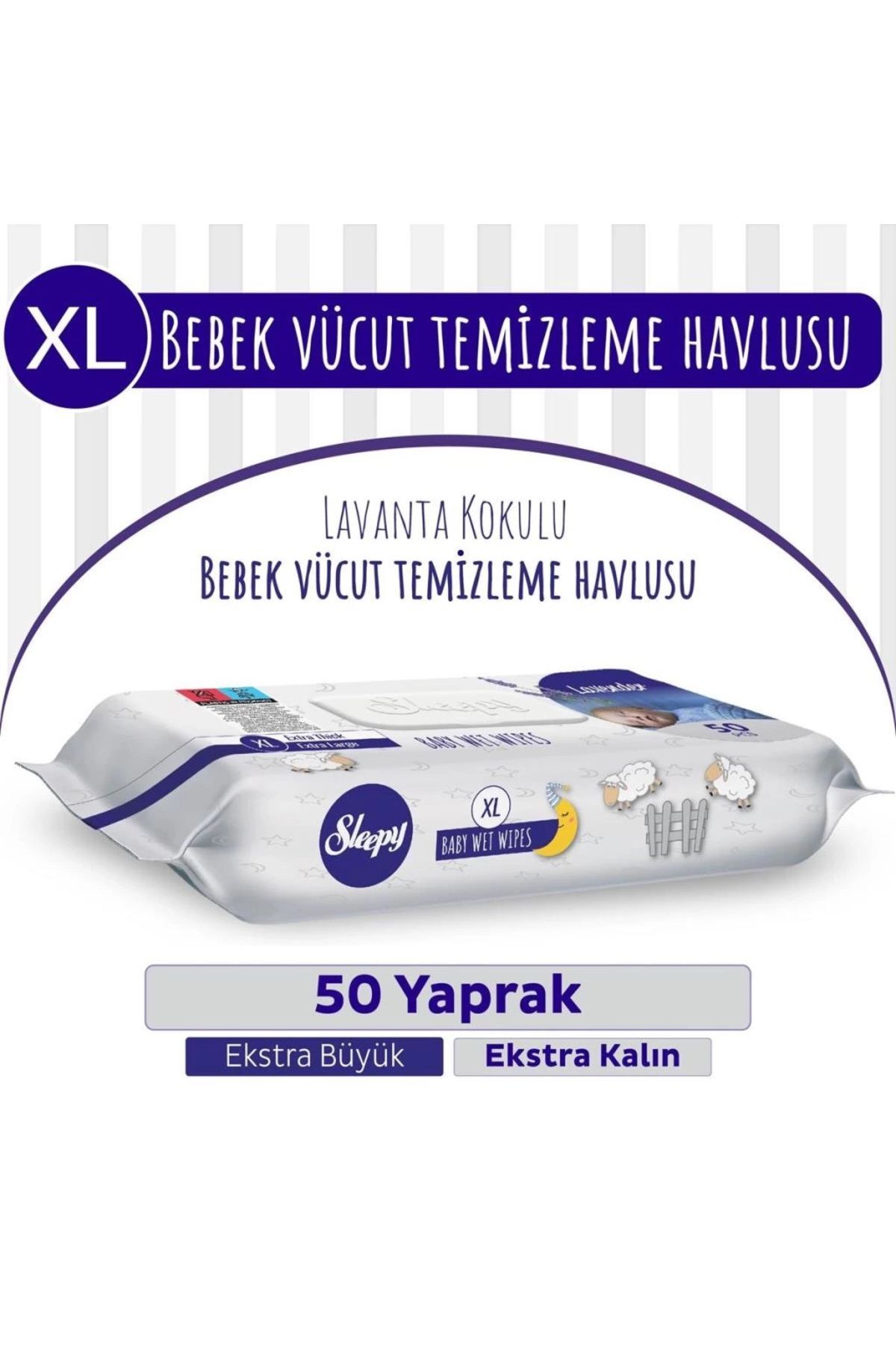 Sleepy XL Lavanta Kokulu Bebek Vücut Temizleme Mendili 50 Yaprak