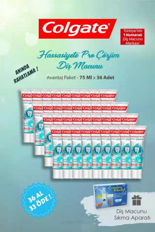 Colgate Anında Rahatlama Diş Macunu 36 AL 35 ÖDE  75 ml ve Diş Macunu Sıkma Aparatı