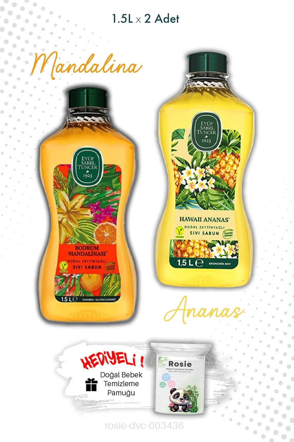 Sıvı Sabun Hawaii Ananas ve Bodrum Mandalinası 1.5L ve ROSIE
