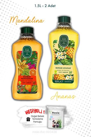 Sıvı Sabun Hawaii Ananas ve Bodrum Mandalinası 1.5L ve ROSIE