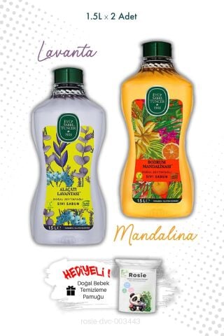 Sıvı Sabun Alaçatı Lavantası ve Bodrum Mandalinası 1.5L ve ROSIE