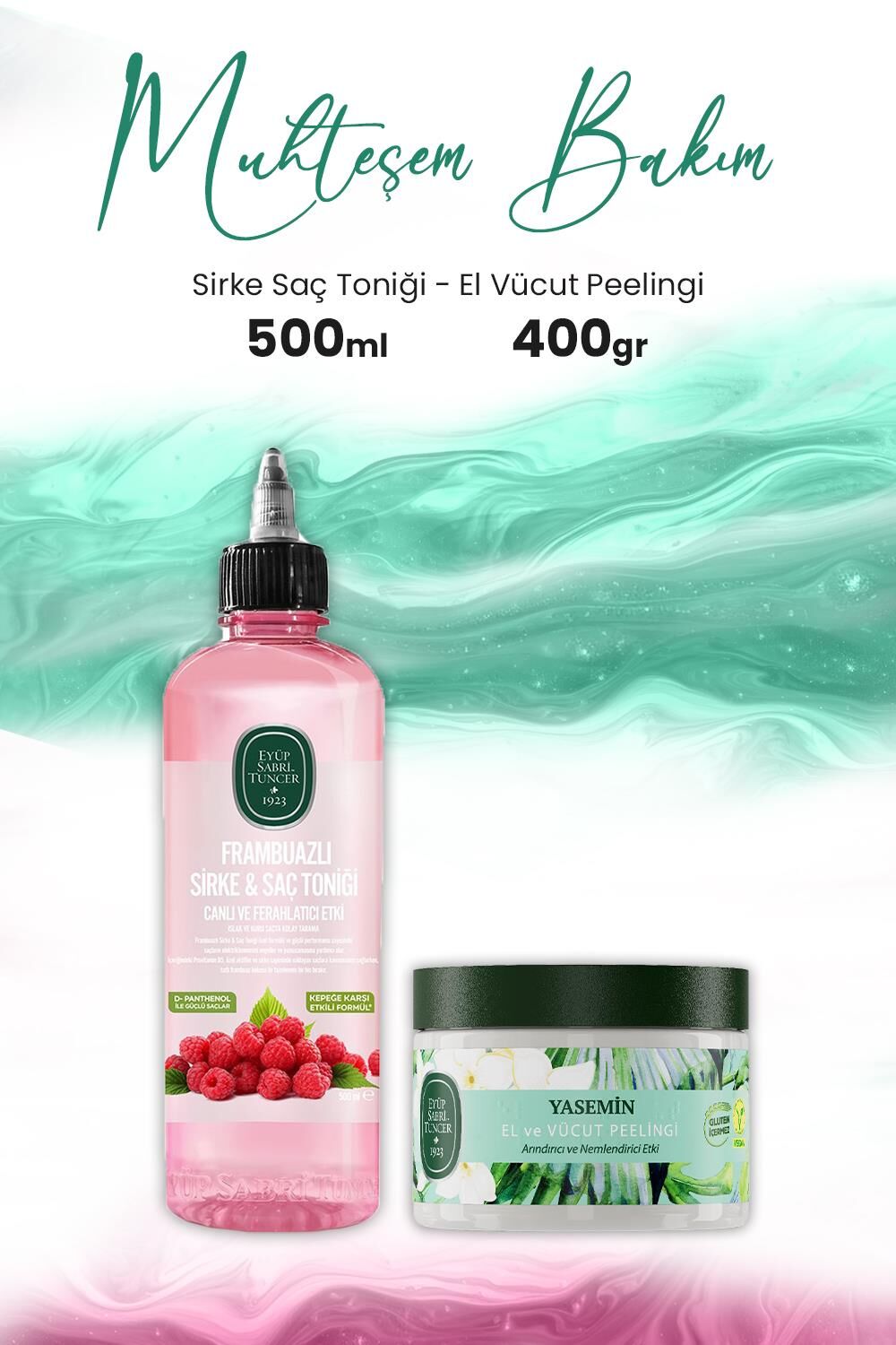 Eyüp Sabri Tuncer El Vücut Peelingi Yasemin 400 gr ve Frambuazlı Sirke Saç Toniği 500 ml
