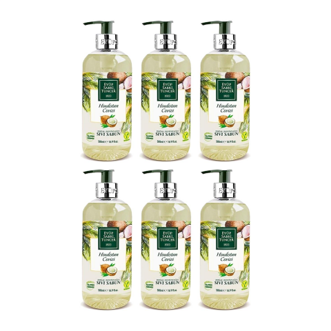 Eyüp Sabri Tuncer Hindistan Cevizi Doğal Zeytinyağlı Sıvı Sabun 500 ml X 6 Adet