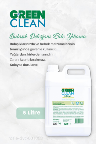 Green Clean  Sıvı Çamaşır Deterjanı 2750 ml, Bulaşık Deterjanı 5 lt ve ROSIE
