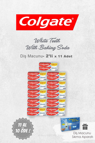 11 AL 10 ÖDE Colgate White Teeth 2'li 75 ml ve Diş Macunu Sıkma Aparatı