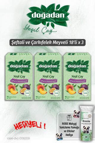Doğadan 3'lü Şeftali ve Çarkıfelek Yeşil Çay 18'li ve Rosie