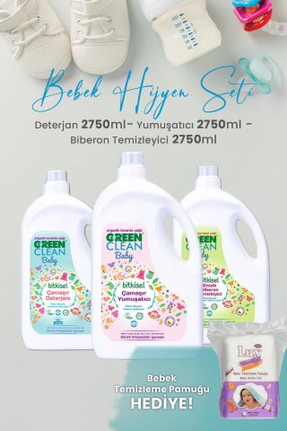 Green Clean Baby Bitkisel Çamaşır Deterjanı, Yumuşatıcı ve Biberon Temizleyici 2,75 L ve Hediyeli