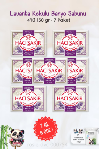 7 AL 6 ÖDE Hacı Şakir Lavanta Kokulu Banyo Sabunu 4 x 150 gr ve ROSIE