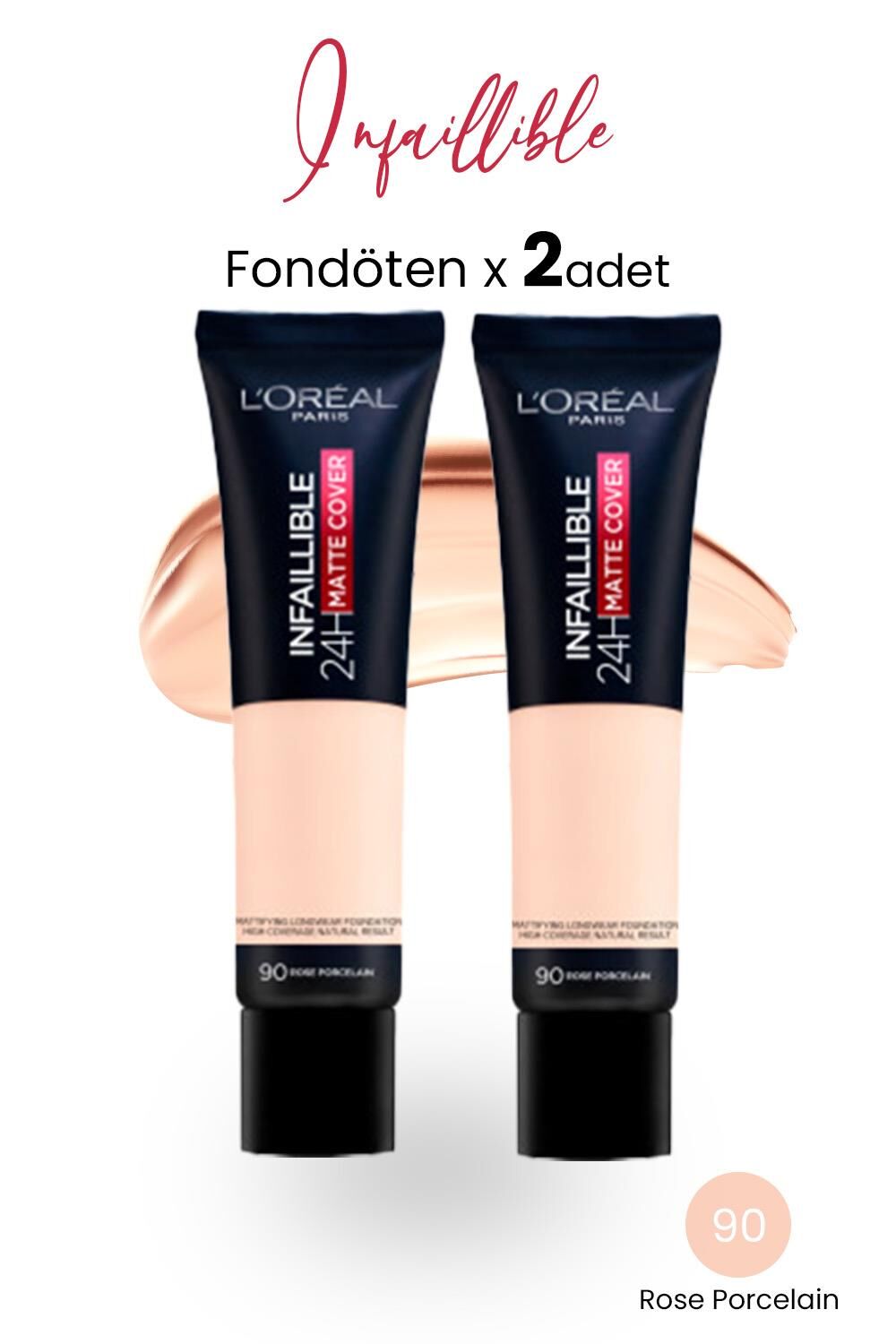 Loreal Paris Infaillible 24H Matte Cover Fondöten Rose Porcelain 90 x 2 Adet