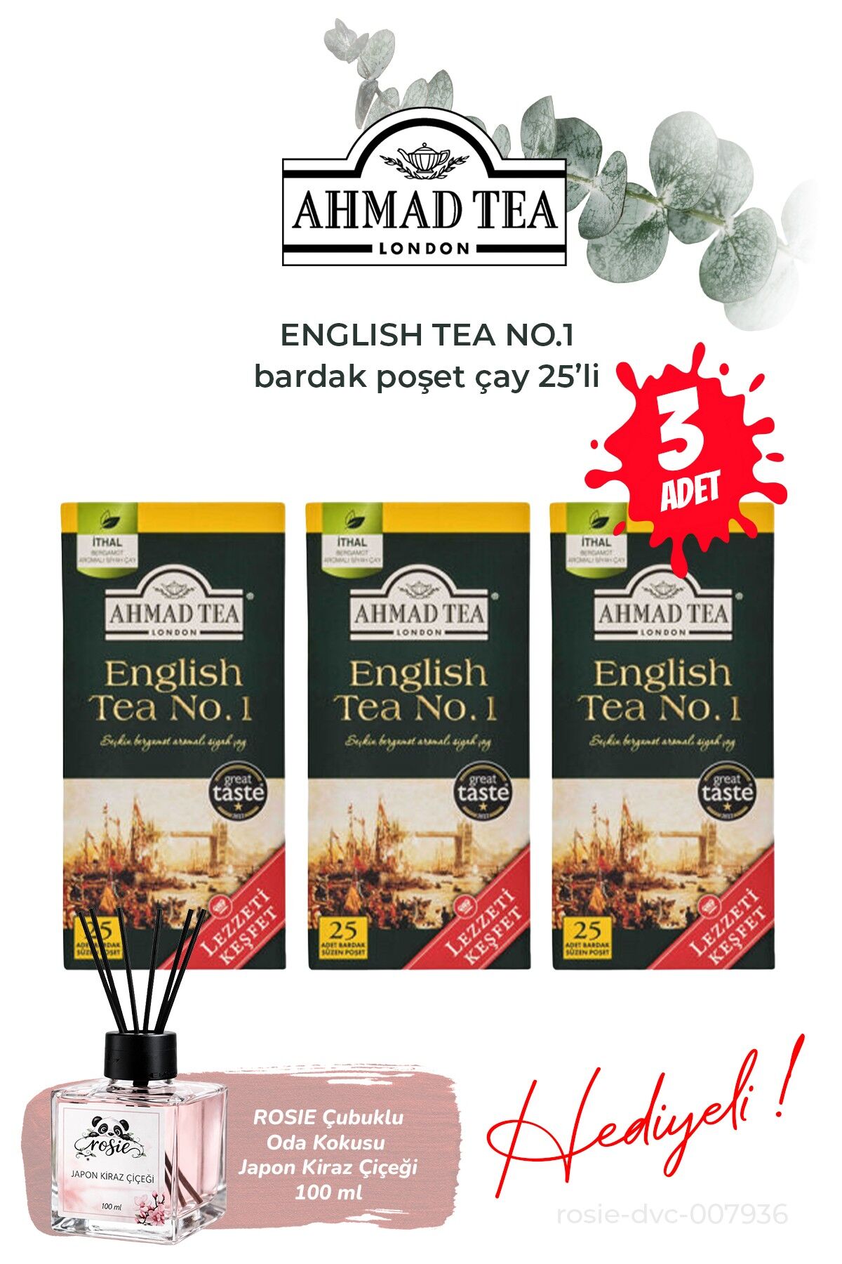 Bardak Poşet Çay 25'li English Tea No.1/3 paket ve Oda Kokusu